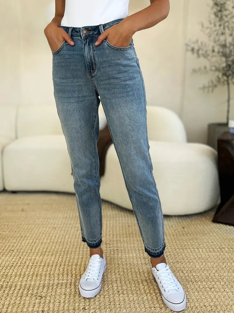 Mid Rise Rigid Magic Release Hem Judy Blue Jeans 9