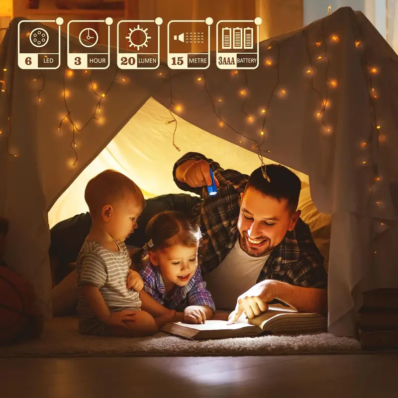 Mini Led Flashlights (Batteries Included) - 100K Hrs Led Runtime 3