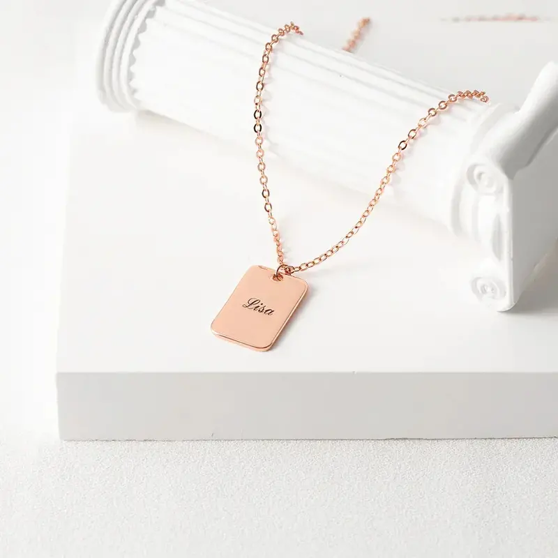 Minimalist Square Personalized Name Pendant Necklace