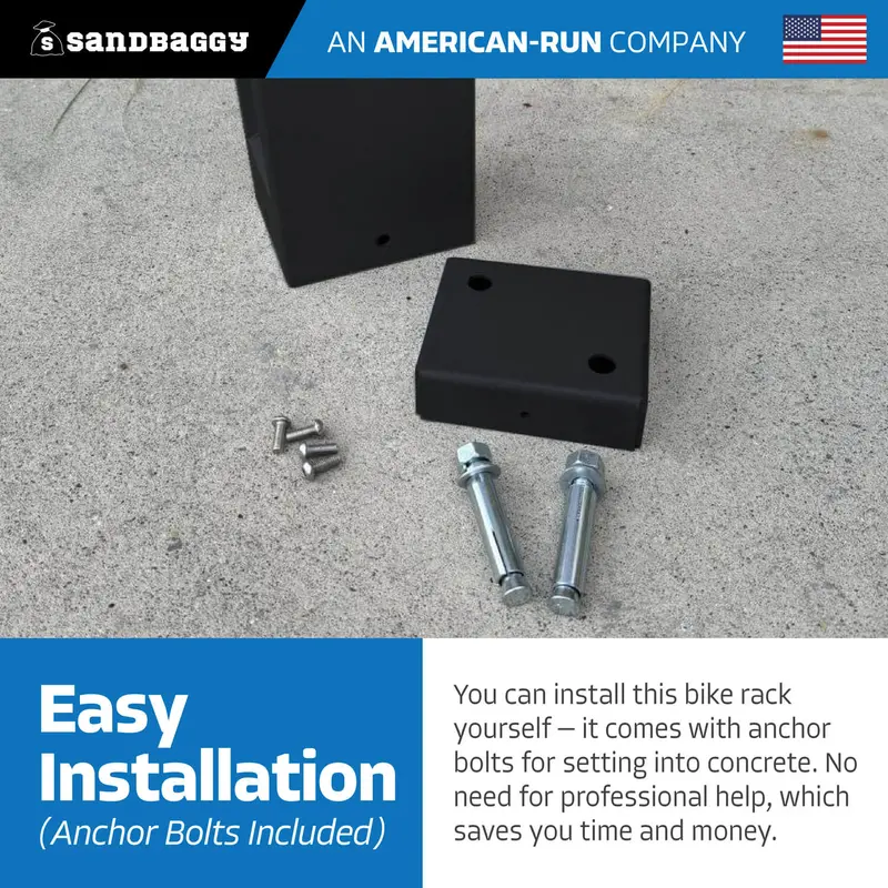 Modern Black Aluminum Bike Rack | Commercial, Dual Capacity, Surface Mount (5”X4”X34”) 4