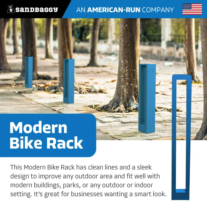 Modern Blue Aluminum Bike Rack | Commercial, Dual Capacity, Surface Mount (5”X4”X34”) 3