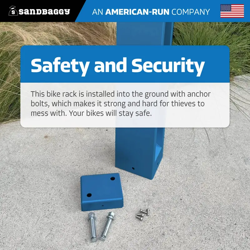 Modern Blue Aluminum Bike Rack | Commercial, Dual Capacity, Surface Mount (5”X4”X34”) 4