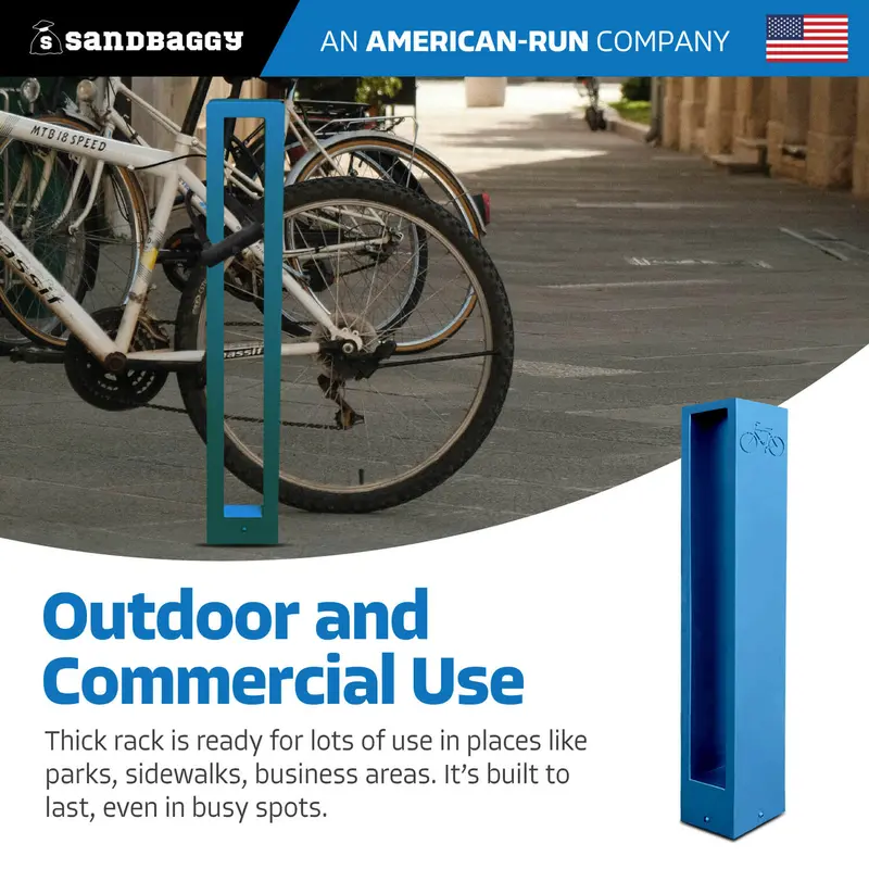 Modern Blue Aluminum Bike Rack | Commercial, Dual Capacity, Surface Mount (5”X4”X34”) 5