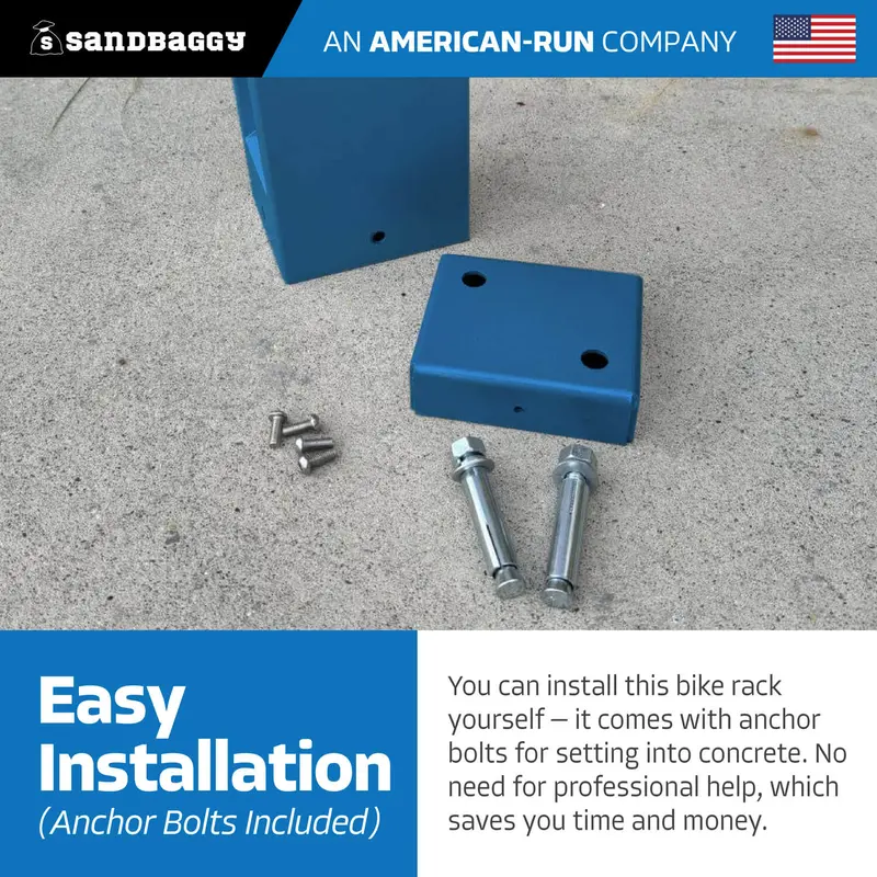 Modern Blue Aluminum Bike Rack | Commercial, Dual Capacity, Surface Mount (5”X4”X34”) 6