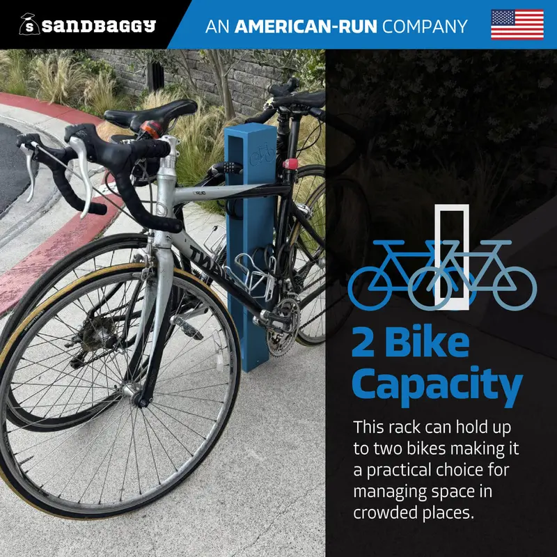 Modern Blue Aluminum Bike Rack | Commercial, Dual Capacity, Surface Mount (5”X4”X34”) 7
