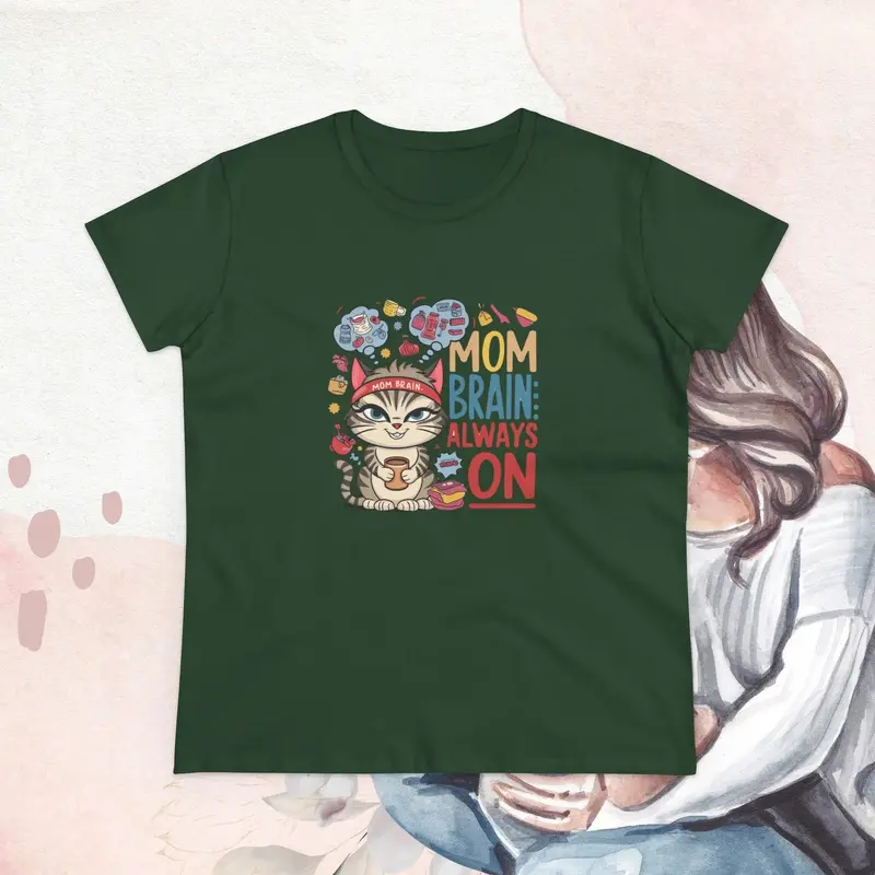 Mom Brain Always On Women Cotton Tshirt 18
