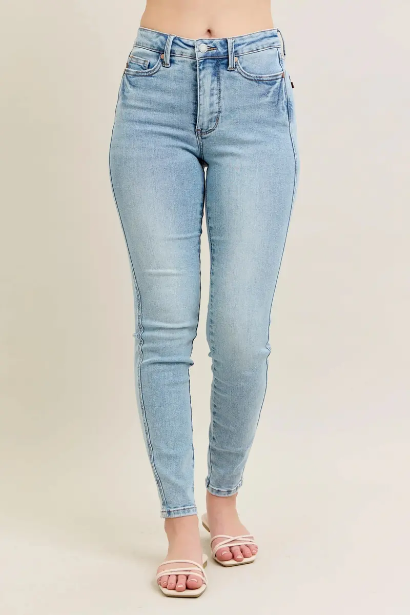 Mr Tummy Control Vintage Wash Skinny Jeans Plus Size 1