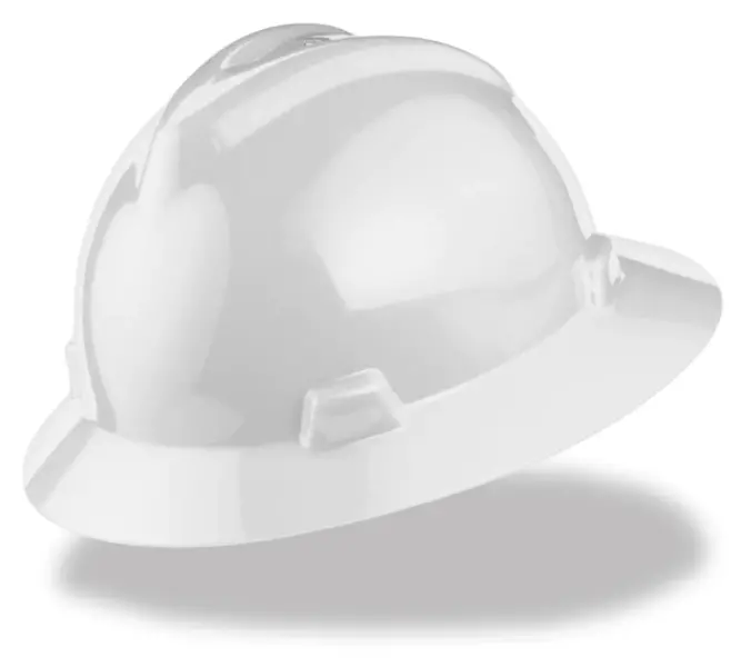 Msa V-Guard Full Brim Hardhat (White) 1