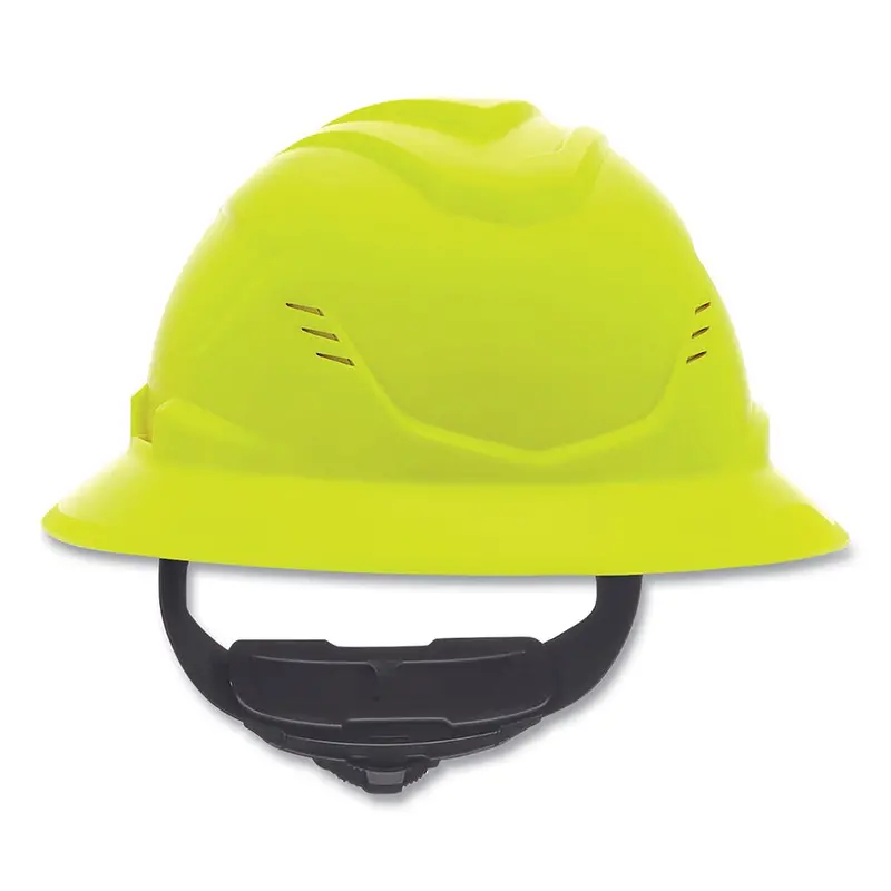 Msa Vgard C1 Hard Hat, Fas-Trac Iii 4 Point Ratchet, Vented, Hi-Viz Yellow Green 1