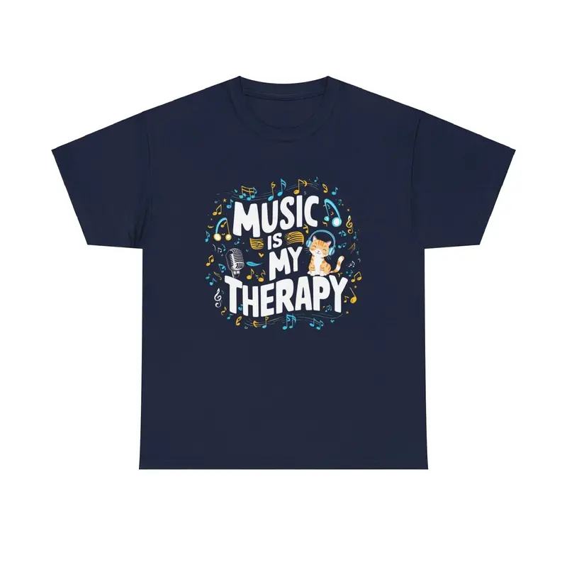 Music Is My Therapy Cotton Cat T-Shirt 6