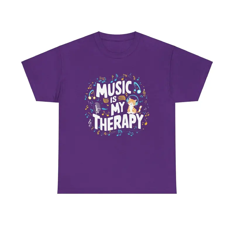 Music Is My Therapy Cotton Cat T-Shirt 7