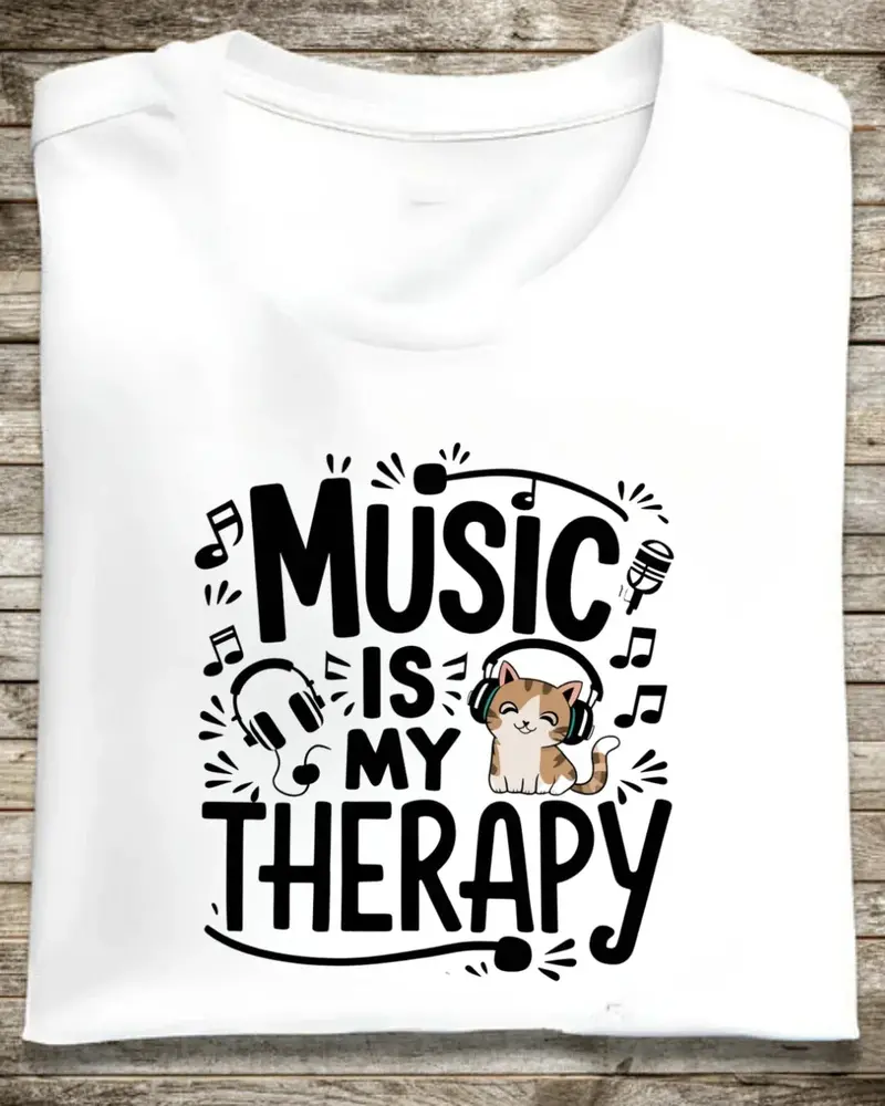 Music Is My Therapy Cotton T-Shirt 1