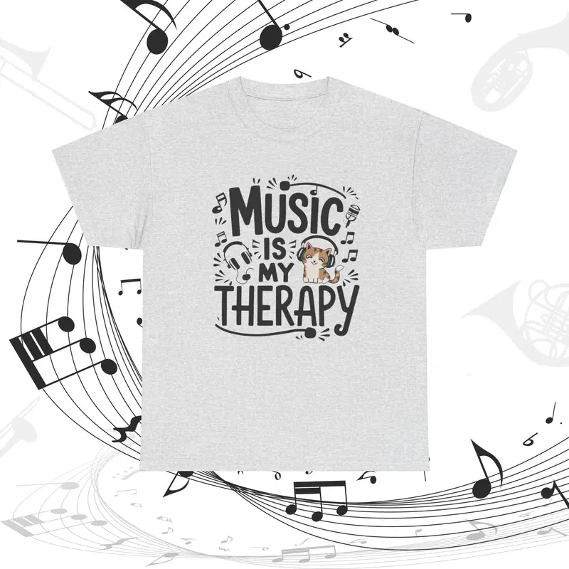 Music Is My Therapy Cotton T-Shirt 11