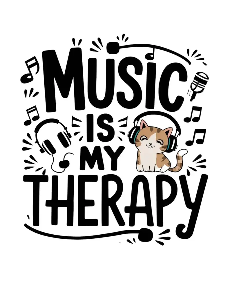 Music Is My Therapy Cotton T-Shirt 2