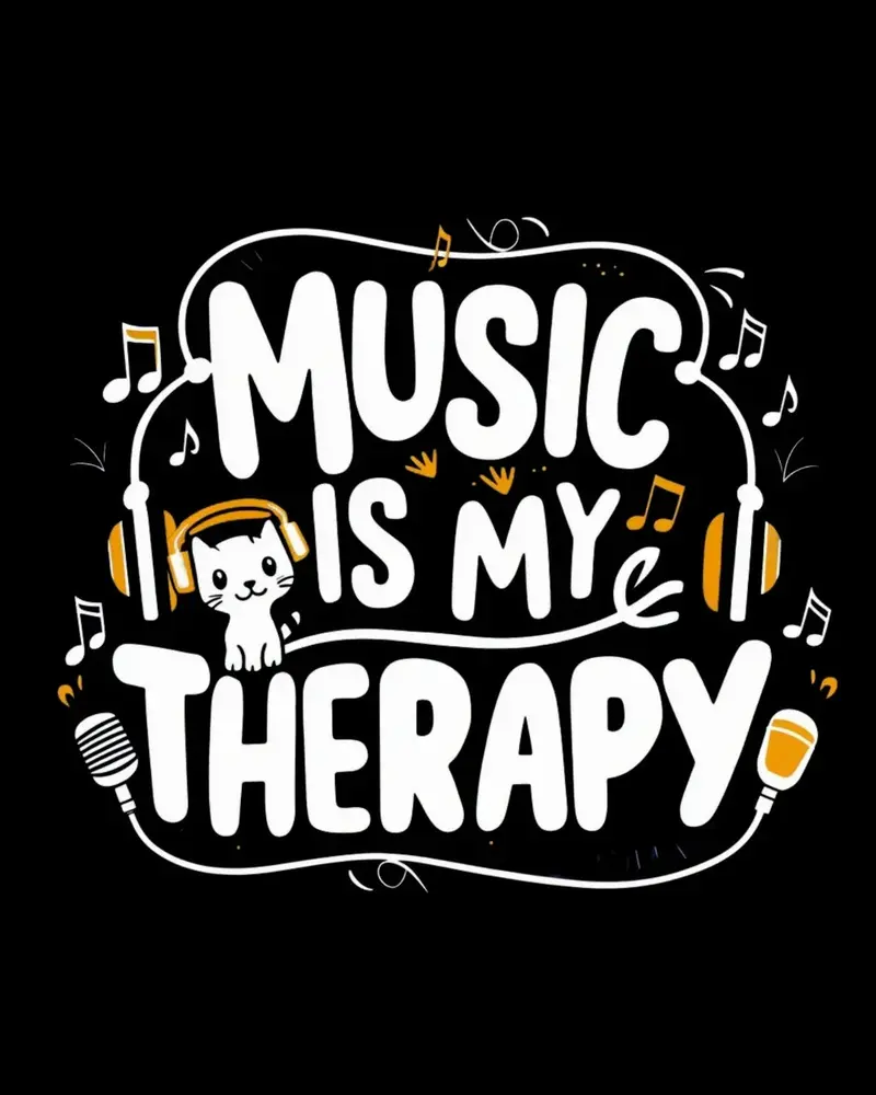 Music Is My Therapy Cotton T-Shirt 2