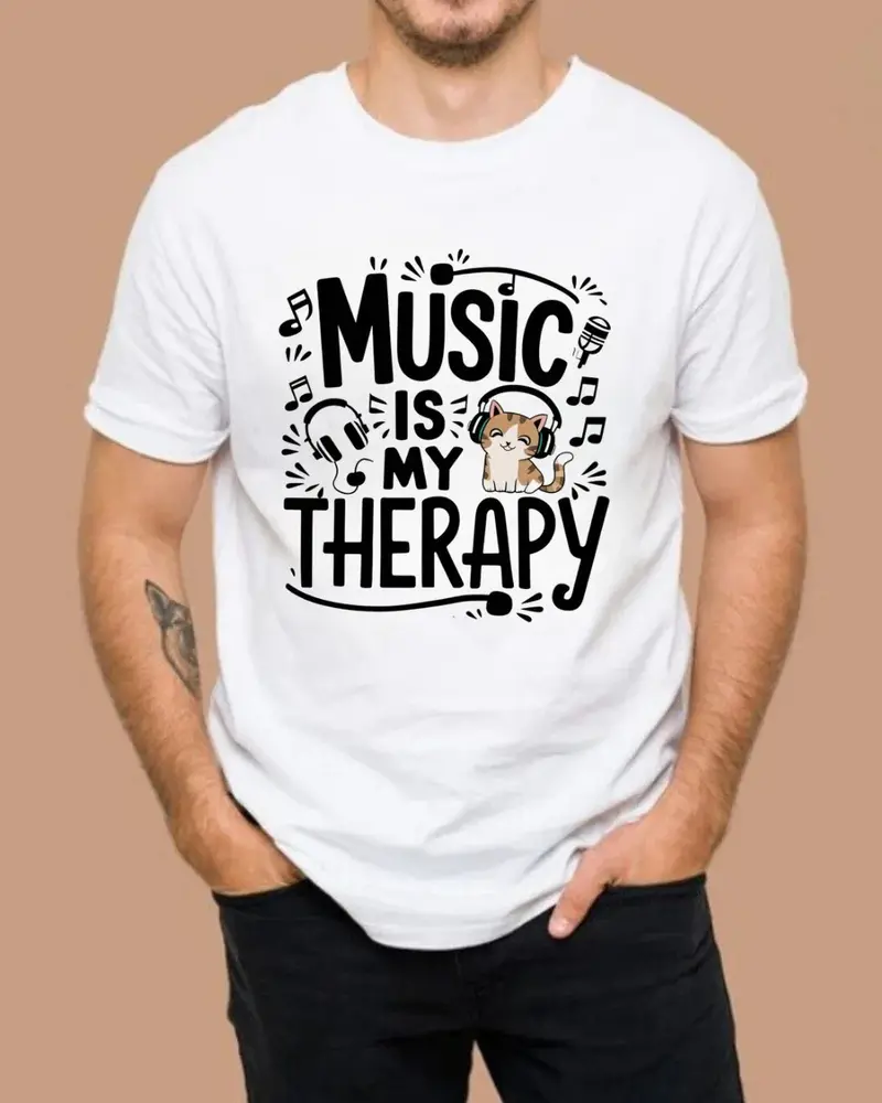 Music Is My Therapy Cotton T-Shirt 4