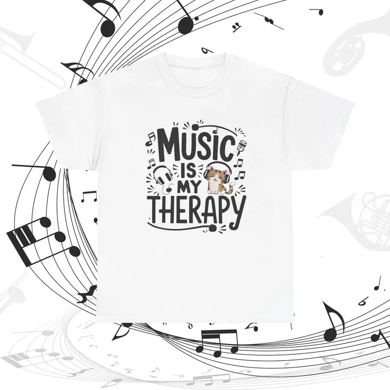 Music Is My Therapy Cotton T-Shirt 5