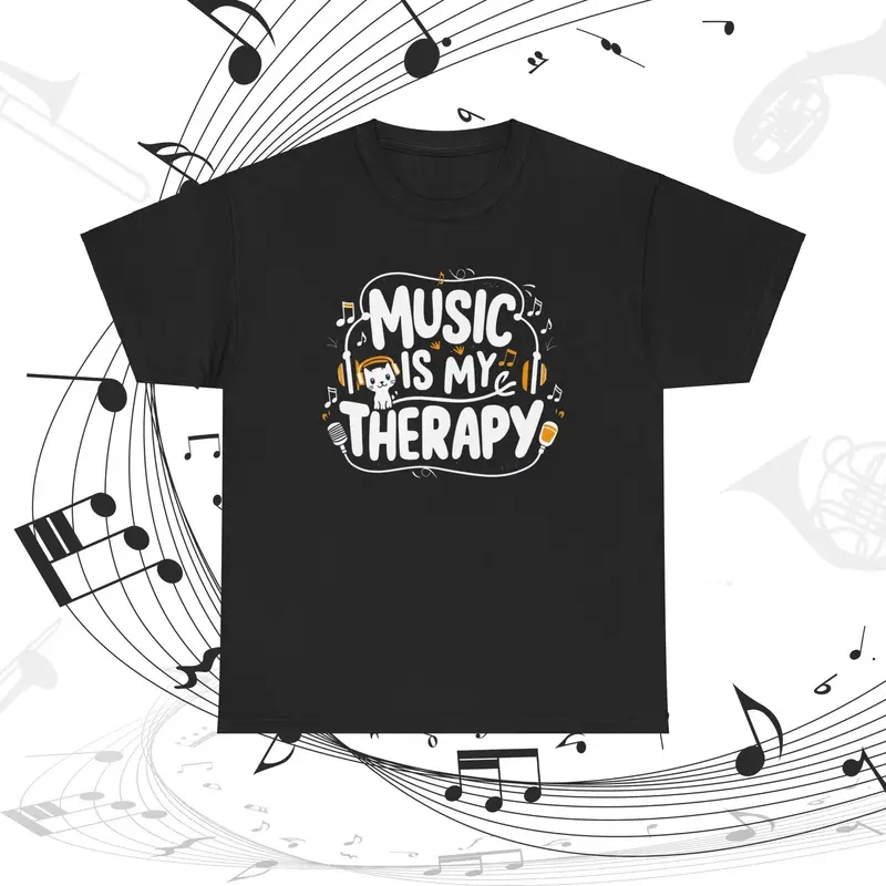 Music Is My Therapy Cotton T-Shirt 5