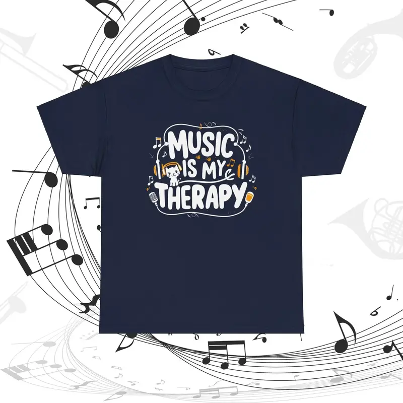 Music Is My Therapy Cotton T-Shirt 7