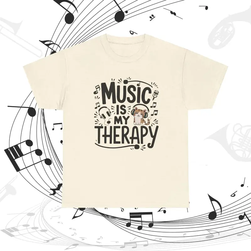 Music Is My Therapy Cotton T-Shirt 8