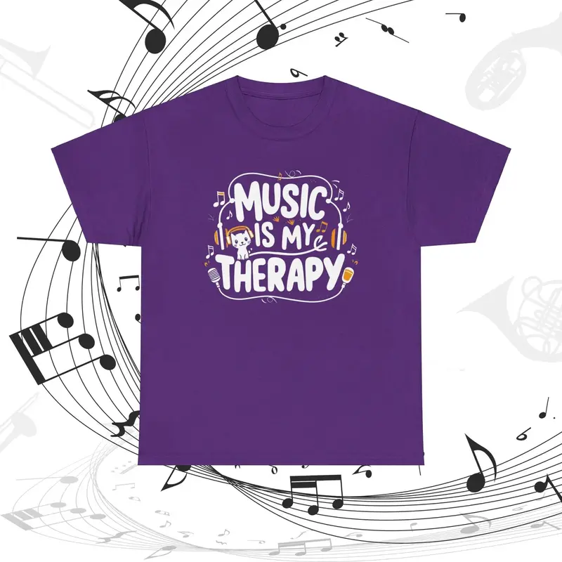 Music Is My Therapy Cotton T-Shirt 8