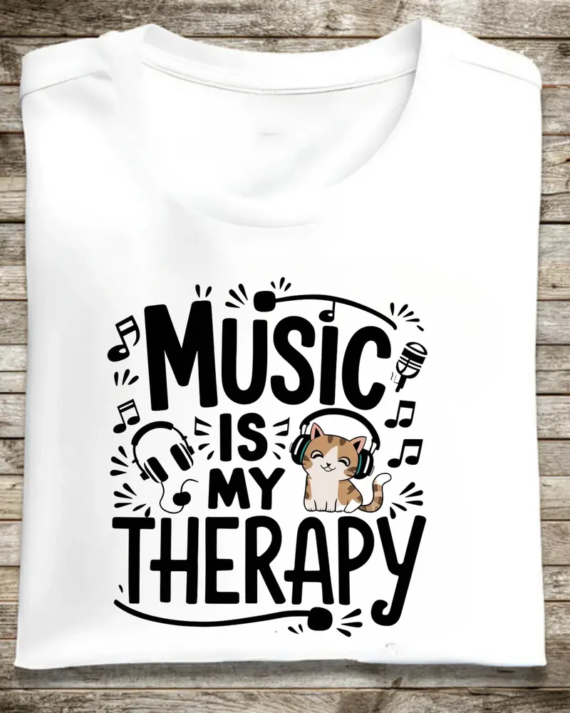 Music Is My Therapy Cotton Tshirt 1