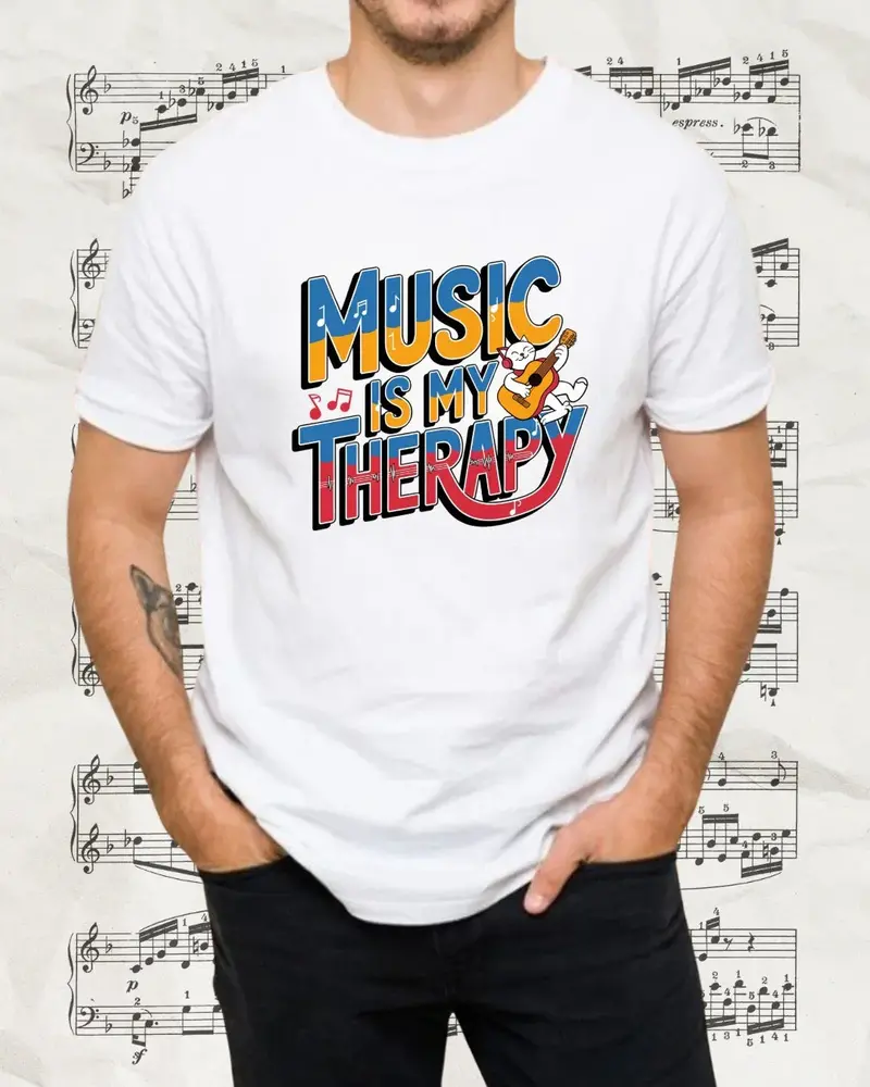 Music Is My Therapy Music Idiom Unisex Softstyle T-Shirt 3