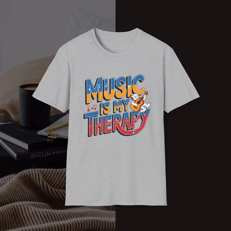 Music Is My Therapy Music Idiom Unisex Softstyle T-Shirt 7