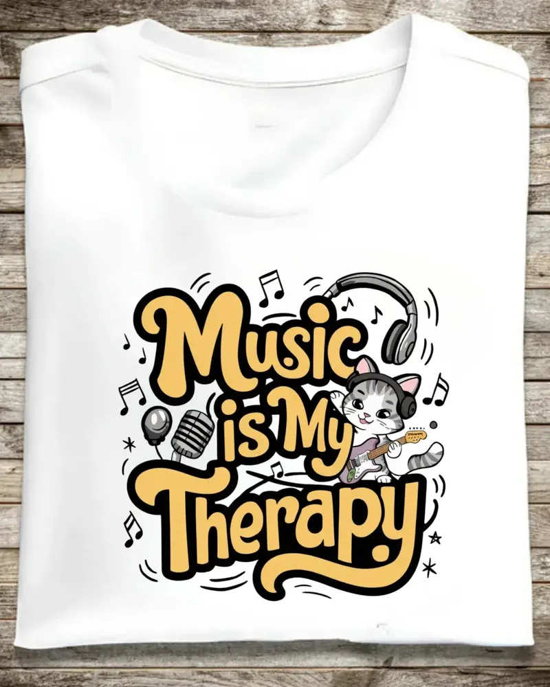 Music Is My Therapy Unisex Cotton Tshirt 1