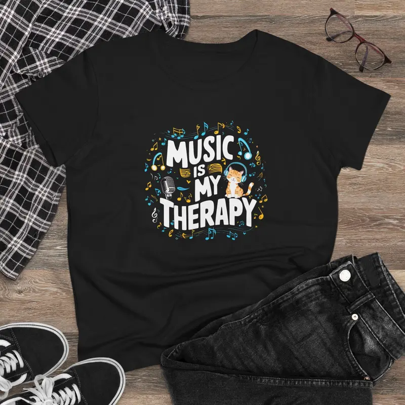 Music Is My Therapy Women Tshirts 3