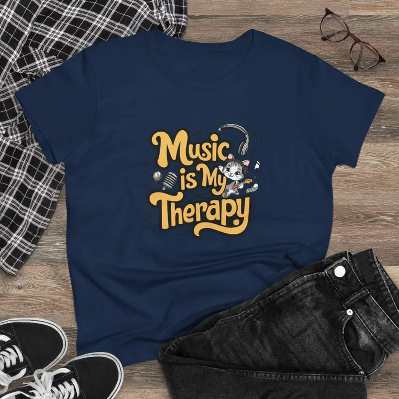 Music Is My Therapy Women Tshirts 4
