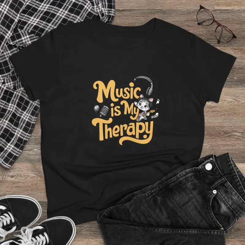 Music Is My Therapy Women Tshirts 5