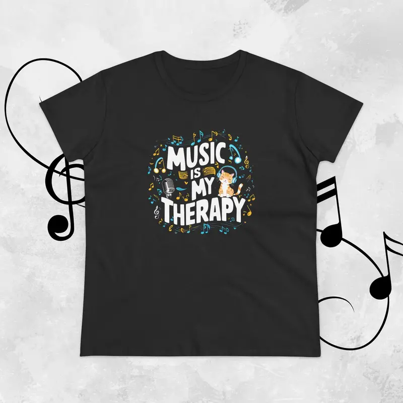 Music Is My Therapy Women Tshirts 7