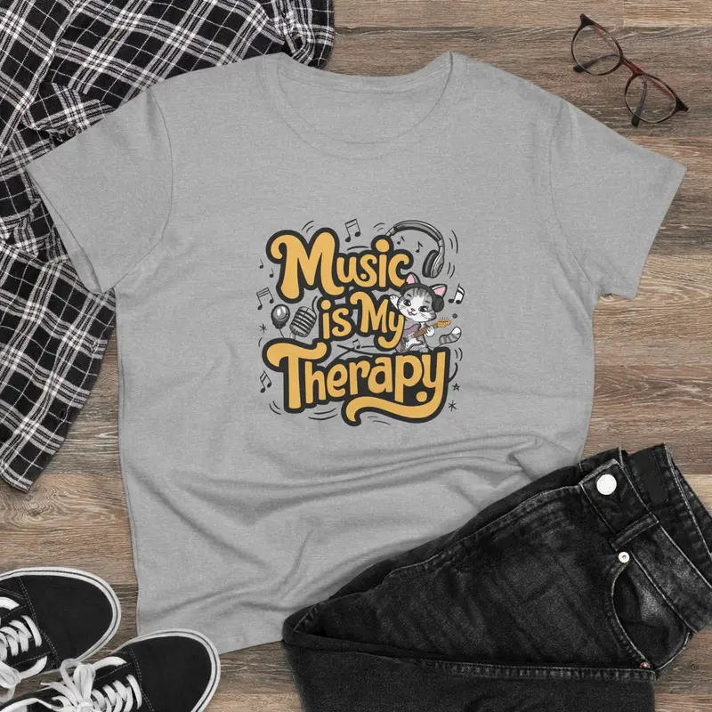 Music Is My Therapy Women Tshirts 8