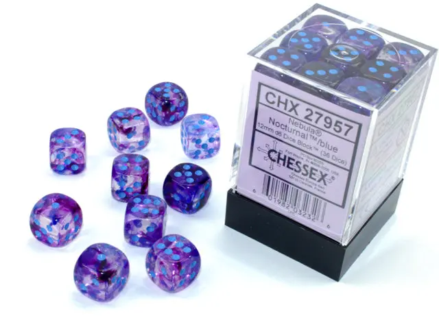 Nebula® 12Mm D6 Nocturnal™/Blue Luminary™ Dice Block™ (36 Dice) 1