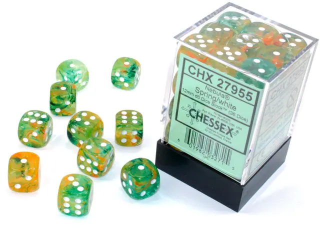 Nebula® 12Mm D6 Spring/White Luminary™ Dice Block™ (36 Dice) 1