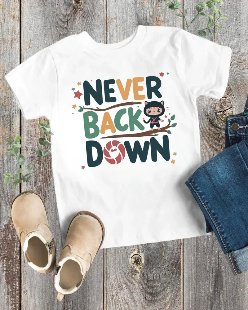 Never Back Down Shirts Toddler Cotton T-Shirts 1