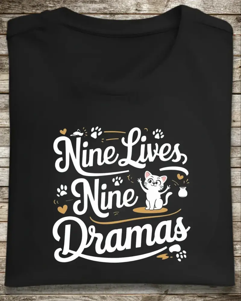 Nine Lives Nine Drama Idiom Cotton T-Shirt 1
