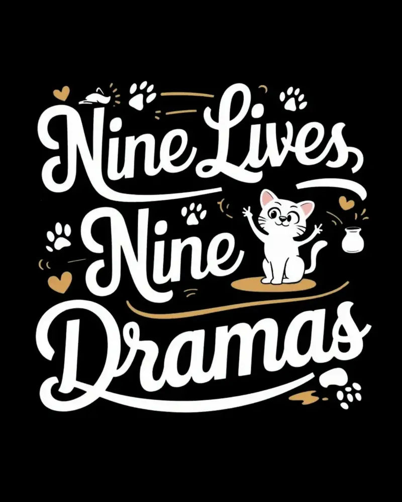 Nine Lives Nine Drama Idiom Cotton T-Shirt 2