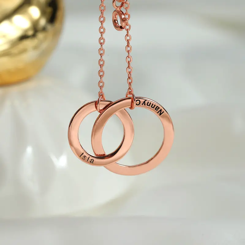 Noble And Light Luxury Size Double Ring Interlocking Customizable Name Design Versatile Necklace 1