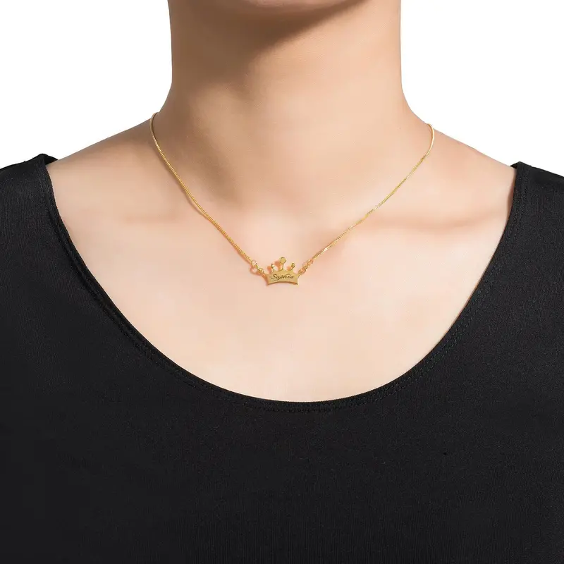 Noble Crown Lettering Custom Name Necklace 3
