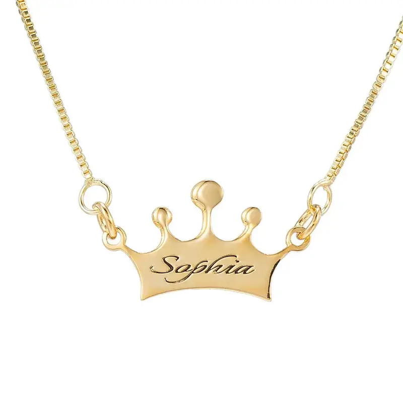 Noble Crown Lettering Custom Name Necklace 4