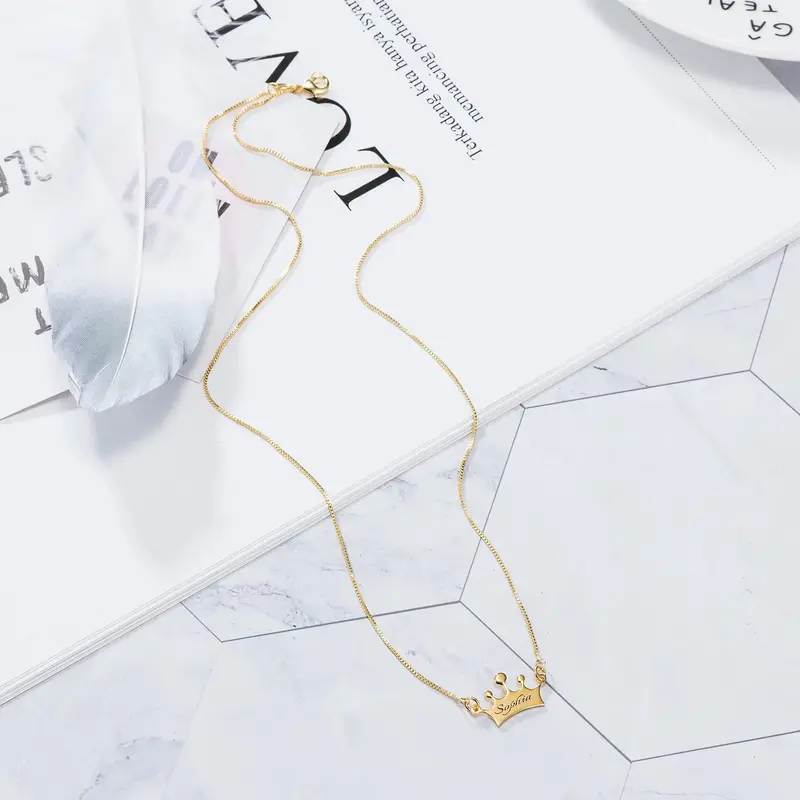 Noble Crown Lettering Custom Name Necklace 5