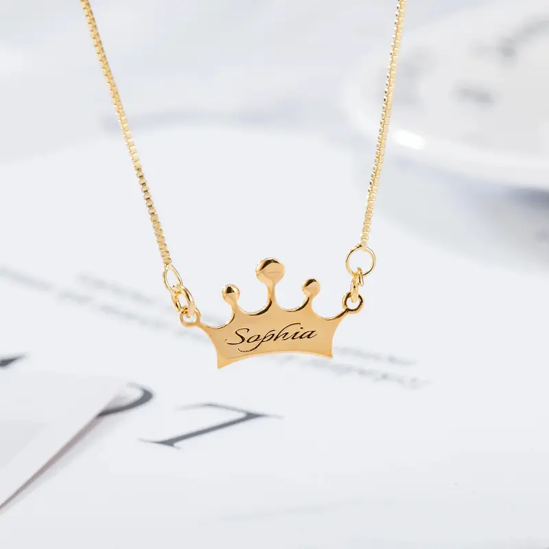 Noble Crown Lettering Custom Name Necklace 6