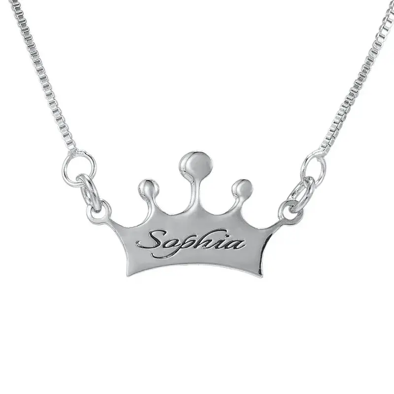 Noble Crown Lettering Custom Name Necklace 6