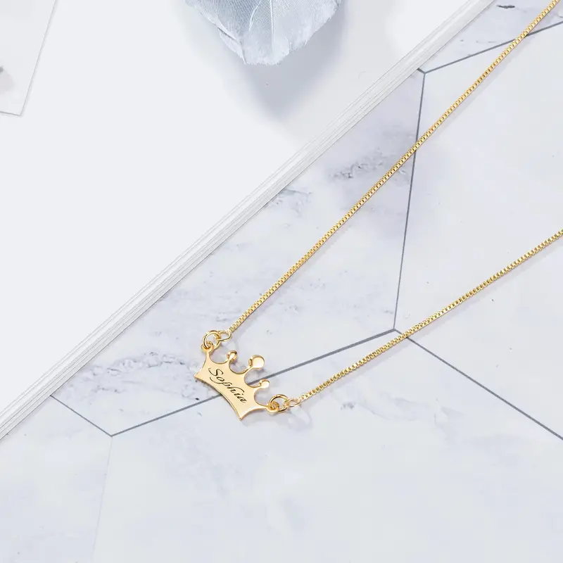 Noble Crown Lettering Custom Name Necklace 7