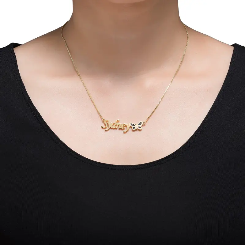 Noble Dazzling Butterfly Custom Name Necklace 4