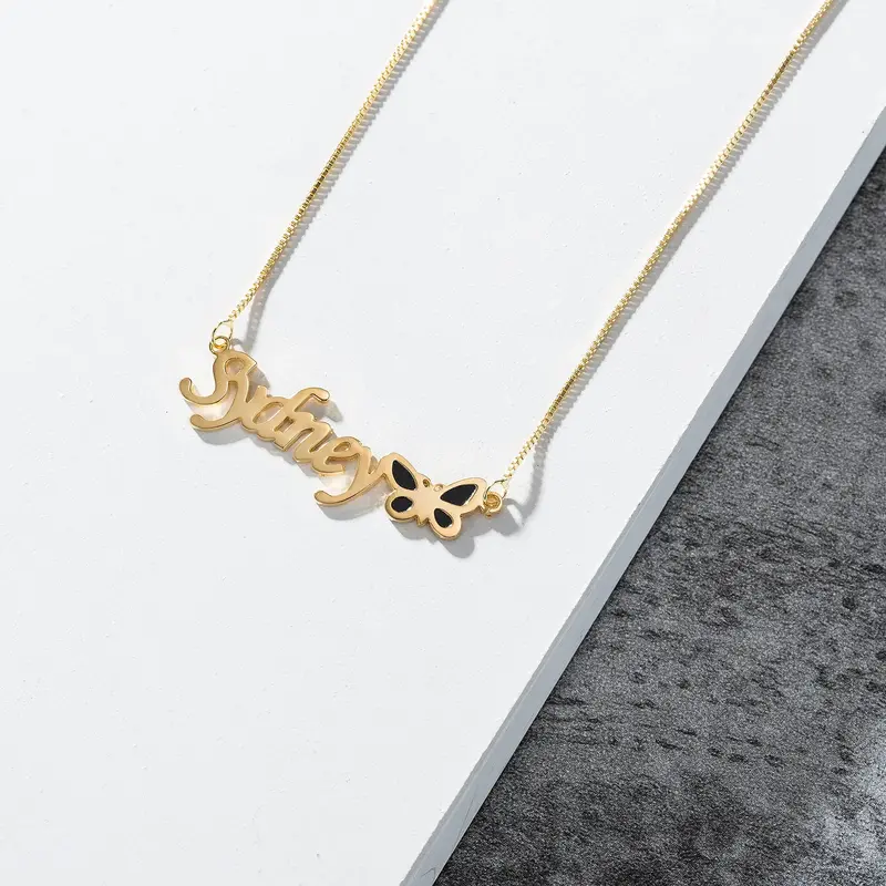 Noble Dazzling Butterfly Custom Name Necklace 5