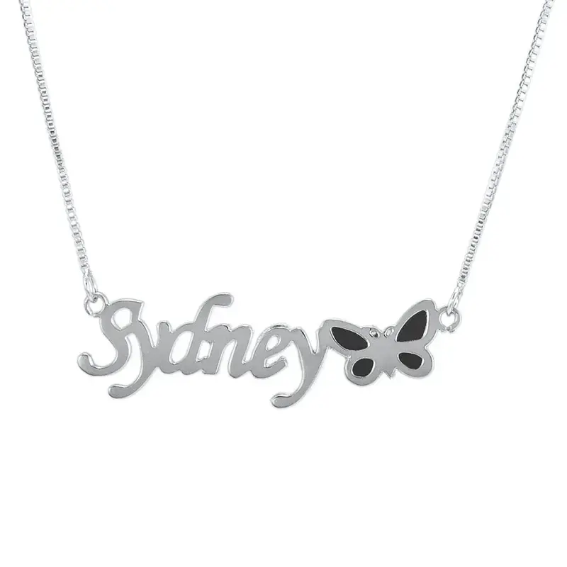 Noble Dazzling Butterfly Custom Name Necklace 6