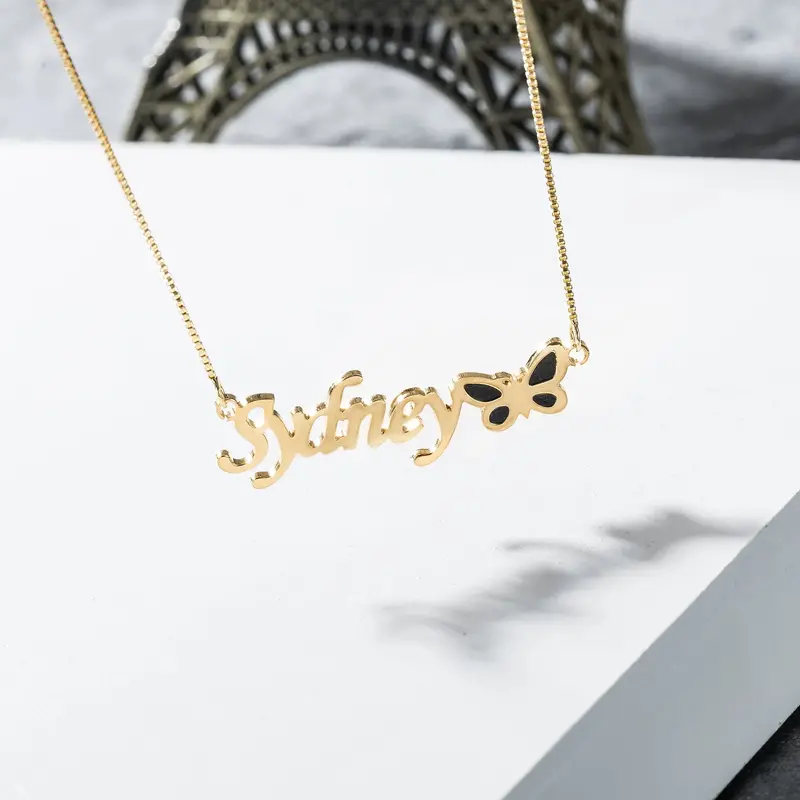 Noble Dazzling Butterfly Custom Name Necklace 6